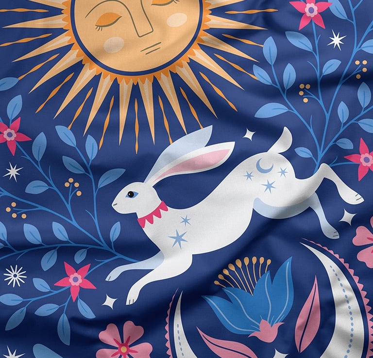 mystical celestial fabric design