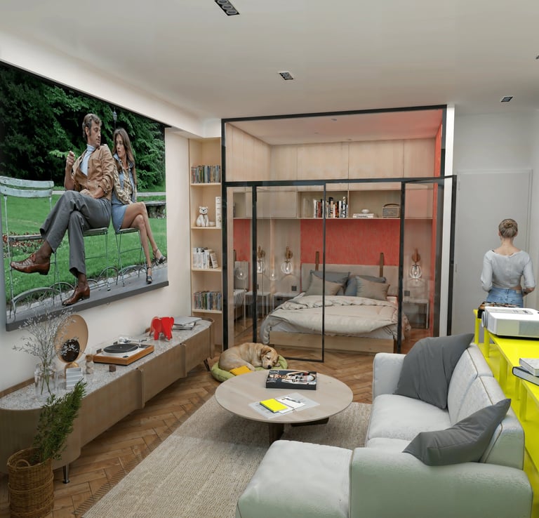 Décoration séjour et salon de luxe projet Moscou, agence Nina Poma Studio.