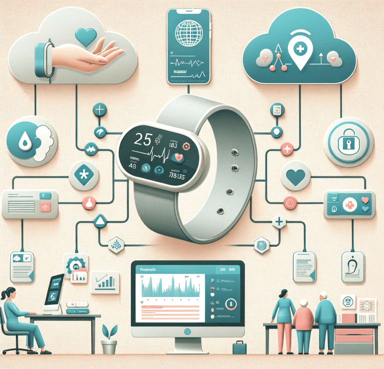 a smart watch with people working on a computer