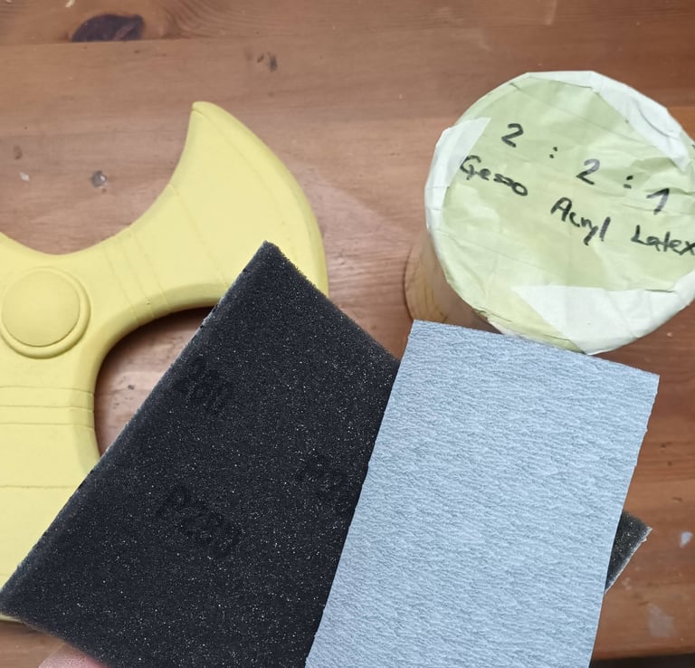 painting a cosplay prop with basic color