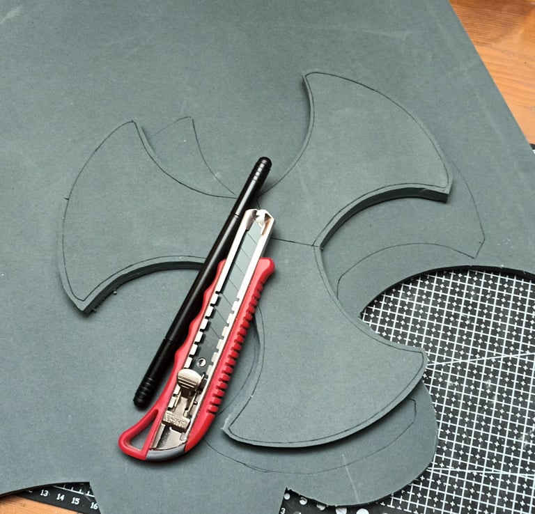 cutting EVA foam for a cosplay prop