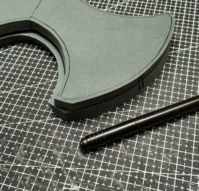 fitting marks on a cosplay prop