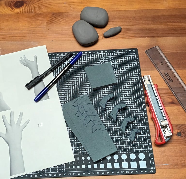 making doll hands out of EVA foam and foam clay