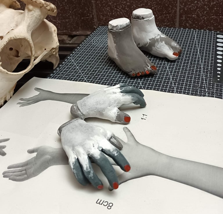 sculping doll hands with foam