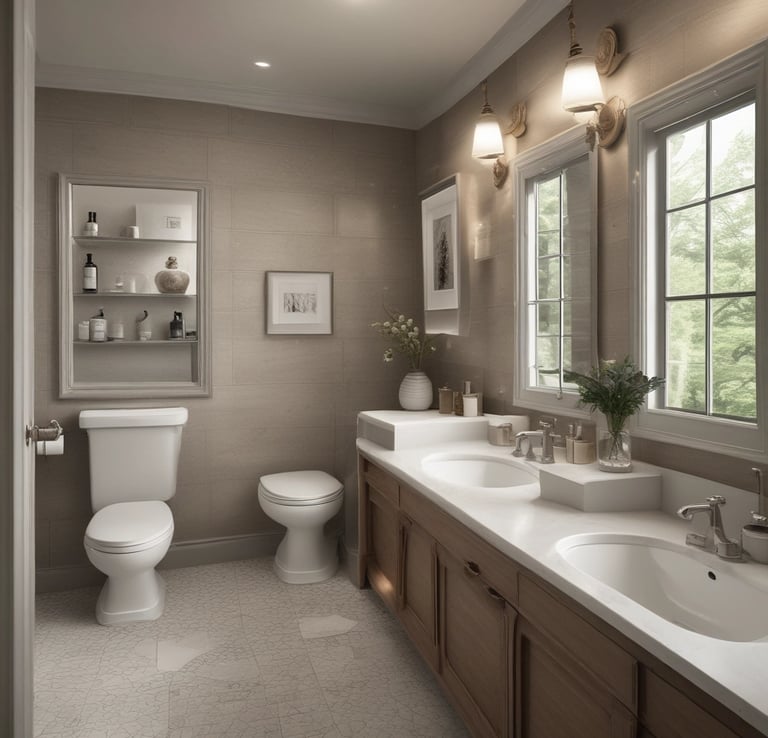 A clean and bright bathroom with essential amenities.