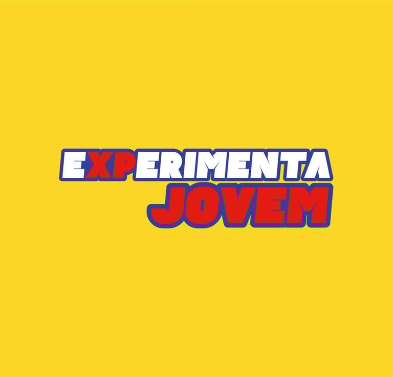 Logo colorido do projeto 'Experimenta Jovem' | Portfólio de Identidade Visual.