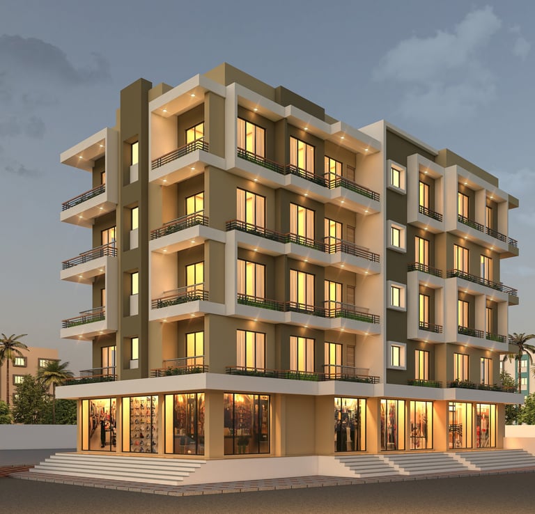 Night View Shreeji Square Elivation