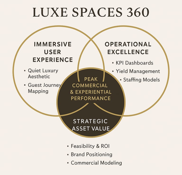 infographic showing Luxe Wellness Spaces core 360 degree philosophy