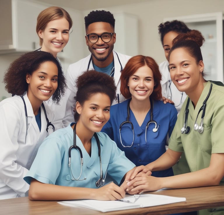 A wooden block spelling care on a table