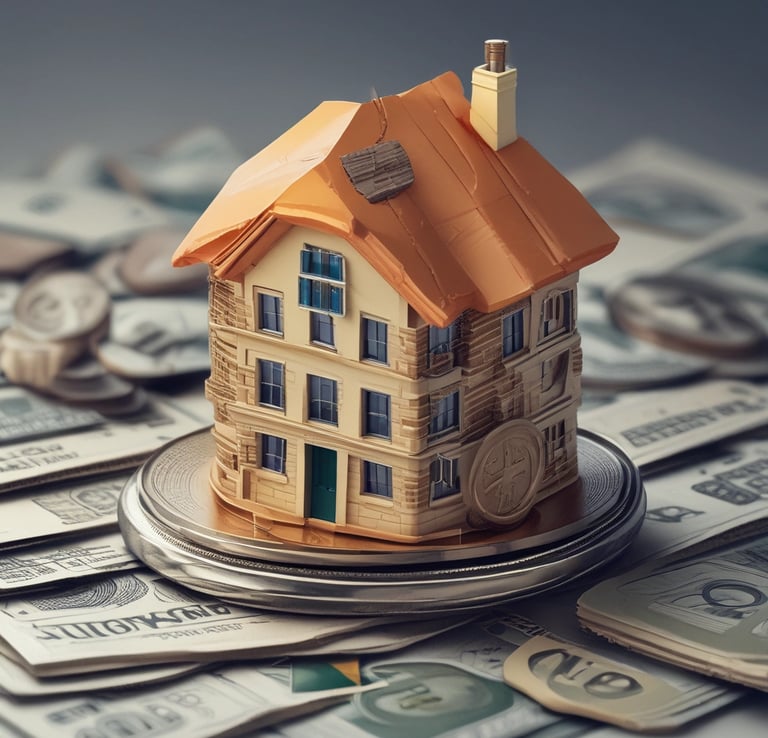 A stack of shiny, gold-like cryptocurrency coins featuring the logos of Ethereum and Bitcoin. The coins have a metallic sheen, with the Ethereum coin displaying a triangular symbol and Bitcoin displaying a 'B' with two vertical lines running through it.