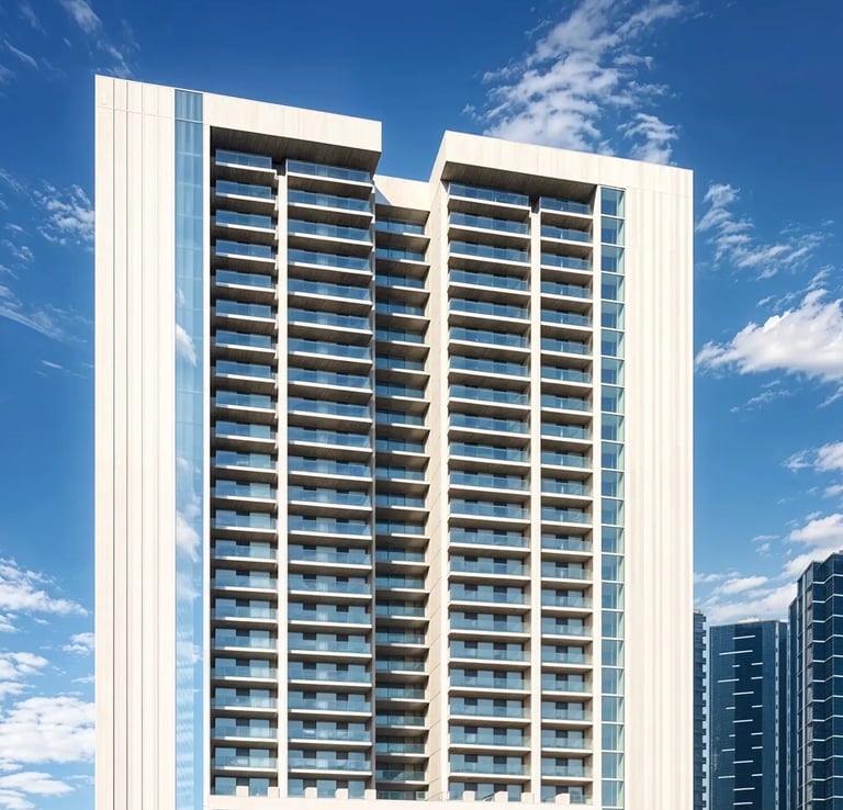 a tall building with a tall tower in the middle of it | High Life 1, Greater Noida West