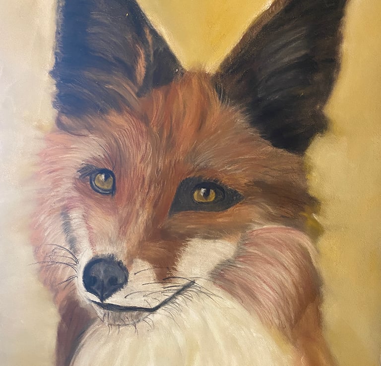 pastel.painting.red.fox