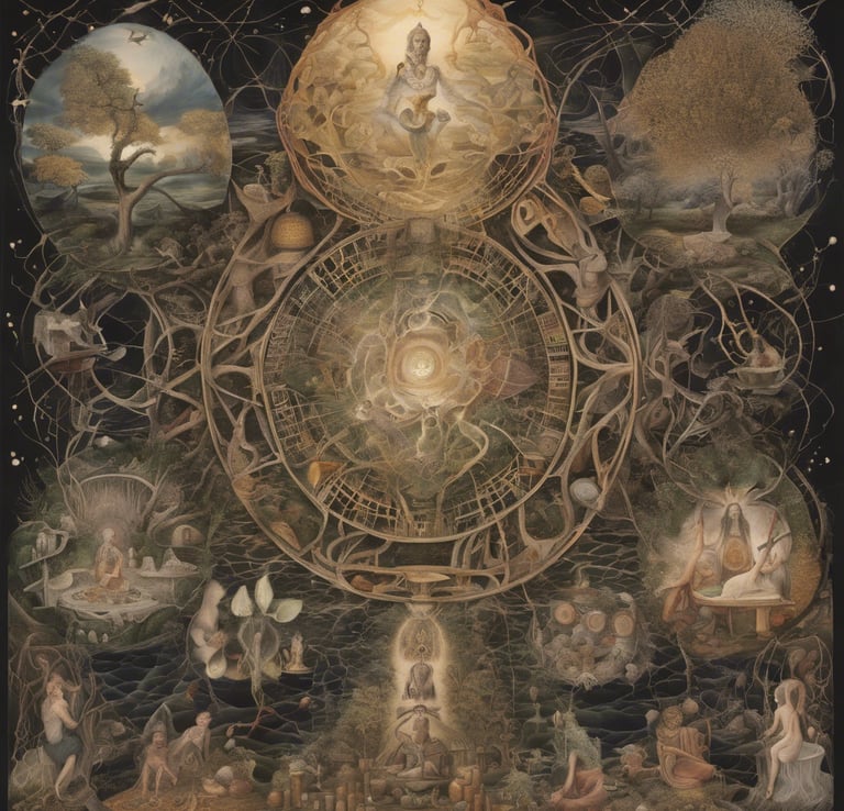 a painting of a painting of a clock with a clock
