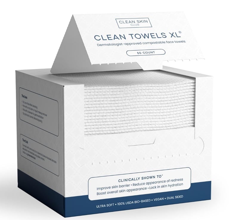 Clean Skin Club   Clean Towels XL®, 100% USDA Biobased Face Towel