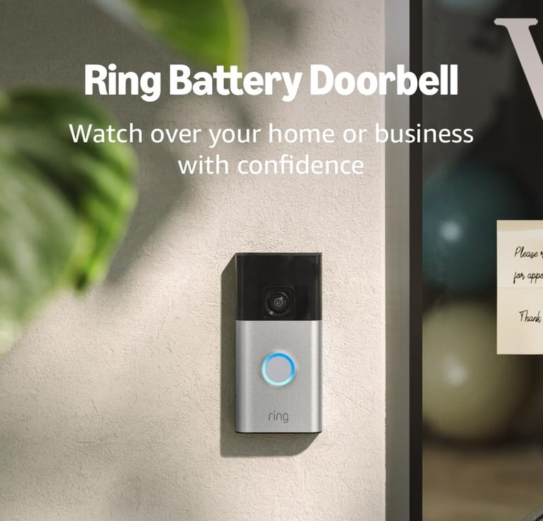  Ring Battery Doorbell (newest model) doorbell with a note pad attached to it