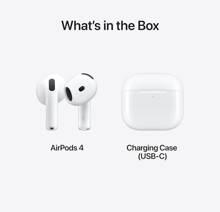 a box with a pair of airpods and a charger