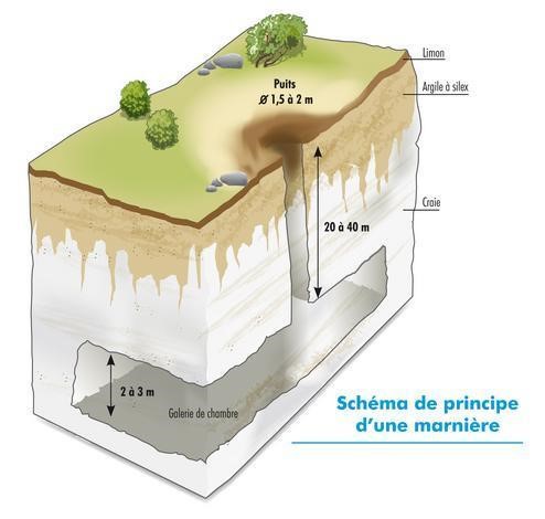 schéma de principe d'une marnière