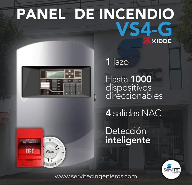 Panel de incendio inteligente Kidde VS4-G - Servitec Ingenieros