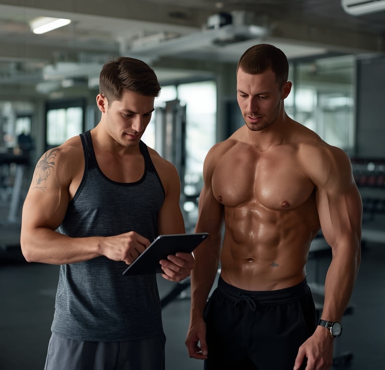 Personal trainer online acompanhando aluno através de aplicação de treino personalizada