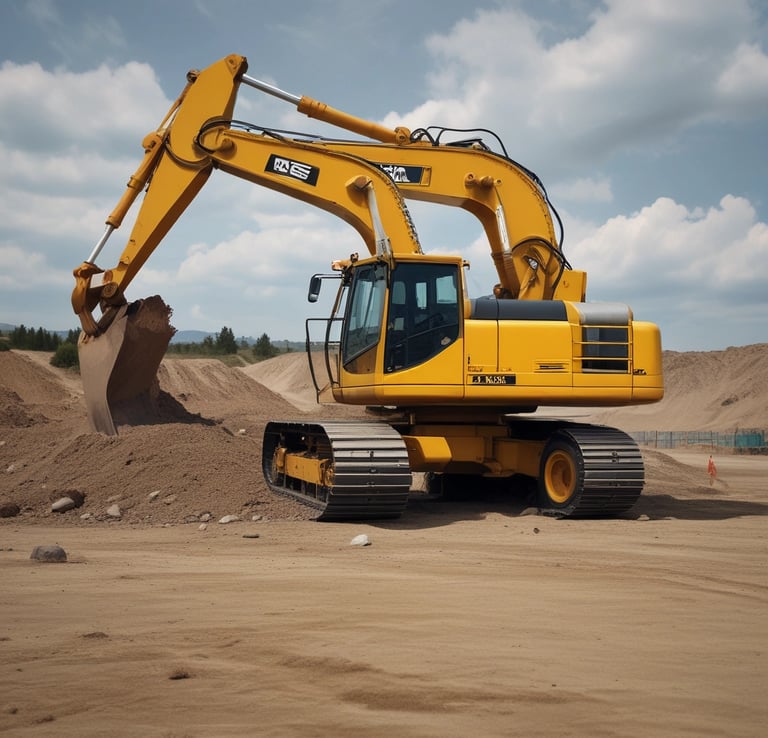 Heavy machinery ready for rental at construction site