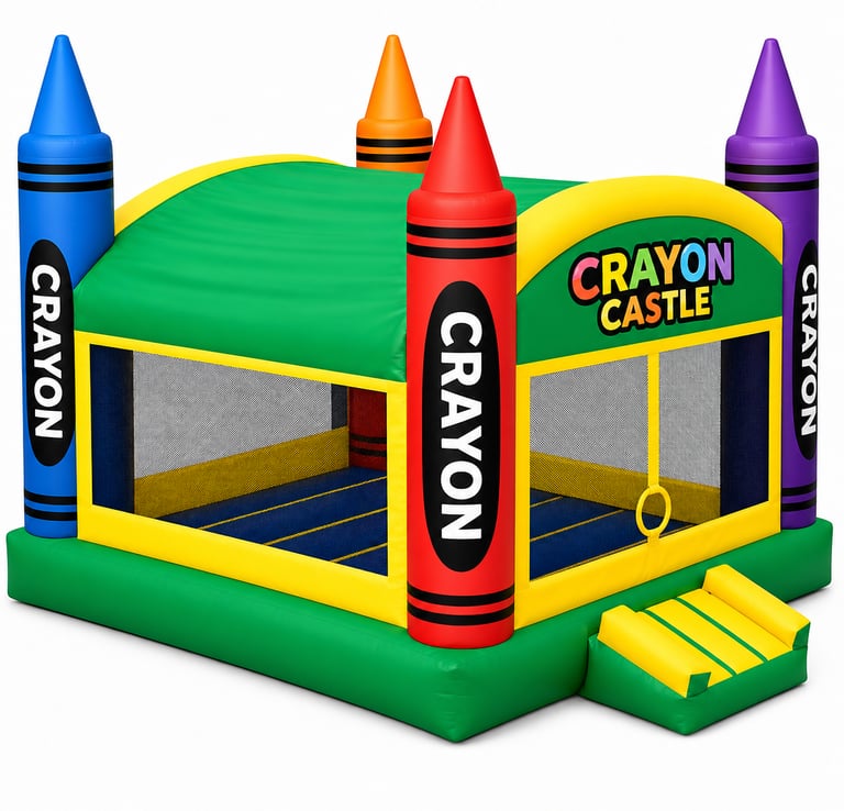 Crayon theme bounce house designed by Kiddie Jumps