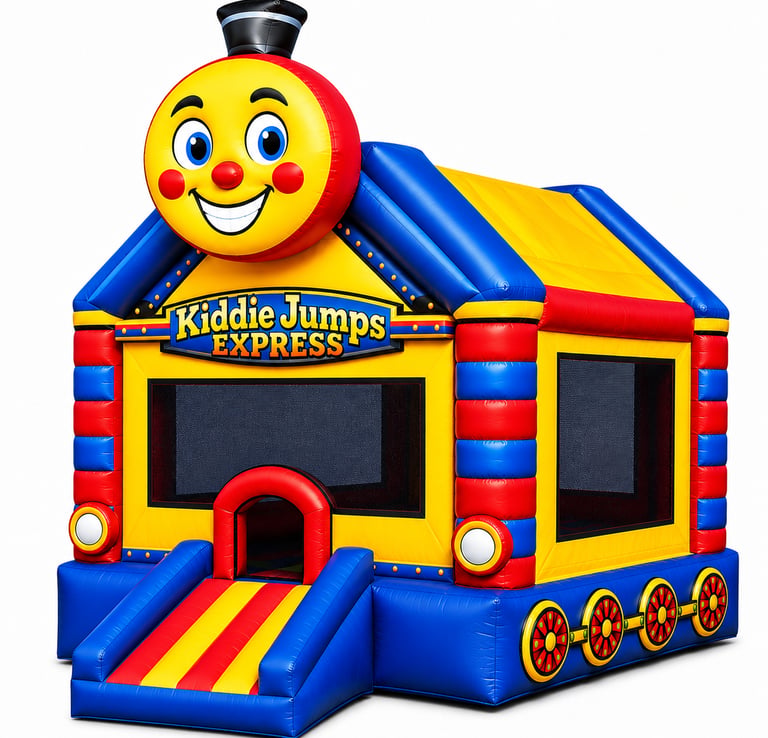 Choo Choo Train bounce house theme designed by Kiddie Jumps