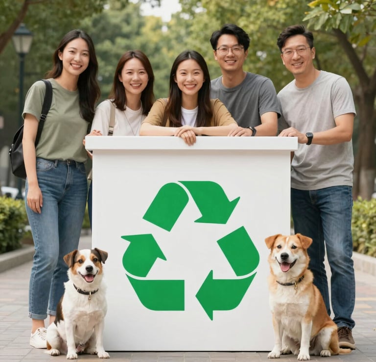 VerdPaw team promoting zero single-use plastic with sustainable pet product packaging.