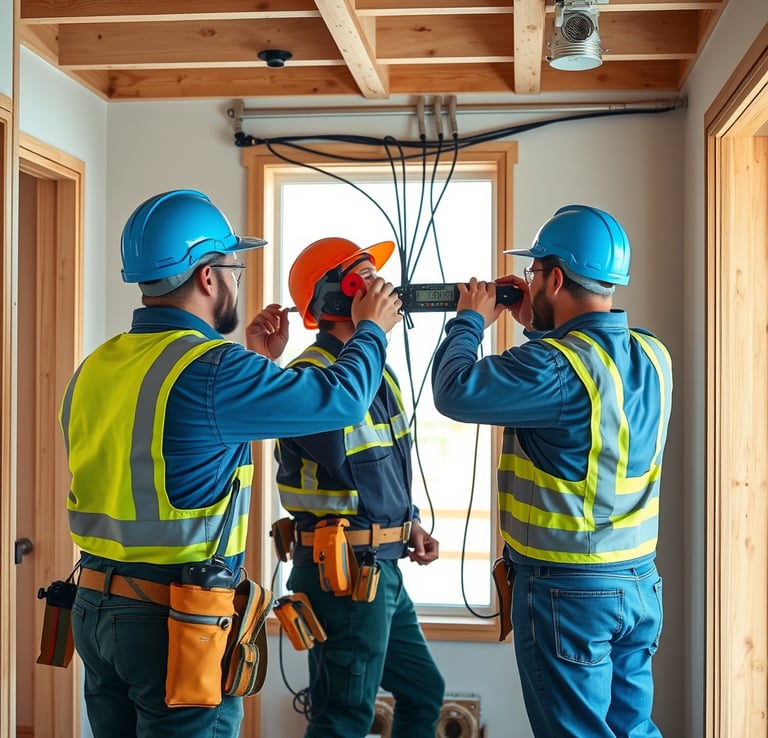 Workers wiring residential build — TrinityLinc contractor cabling Ontario