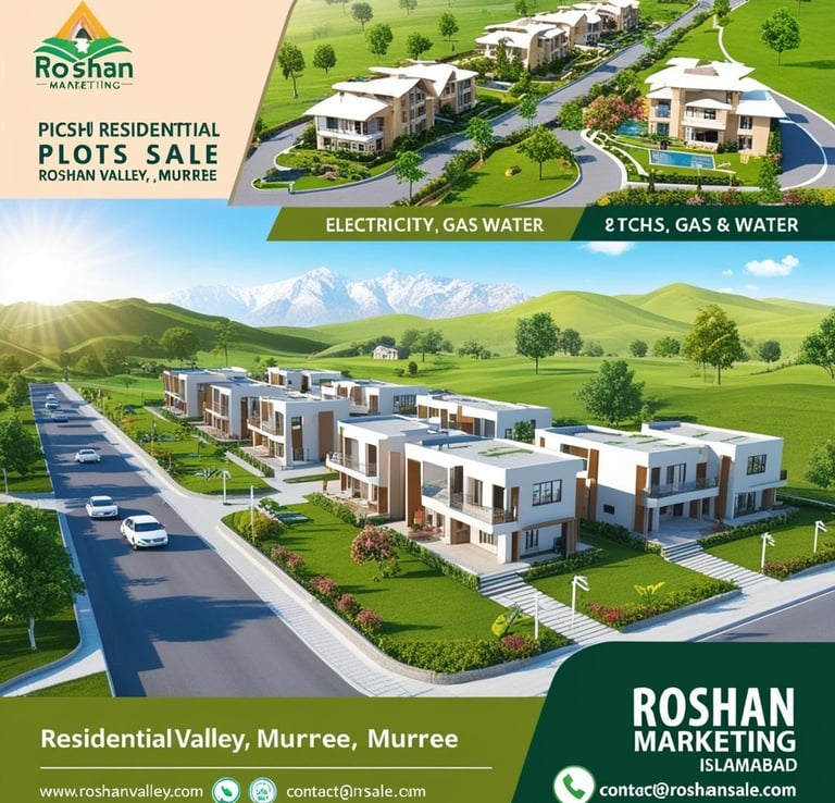 a group of three pictures of a residential development in roshana