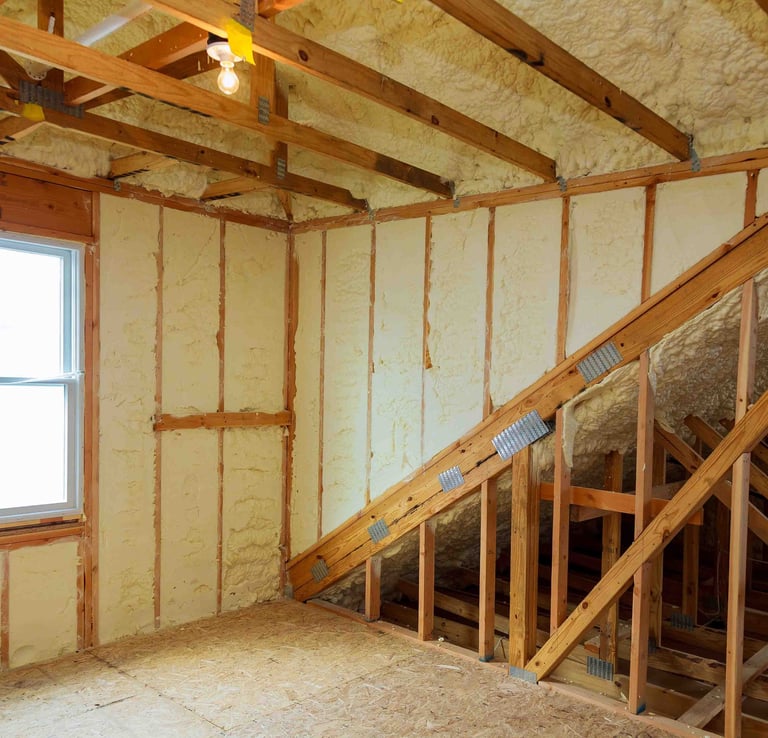 room fully insulated with spray foam
