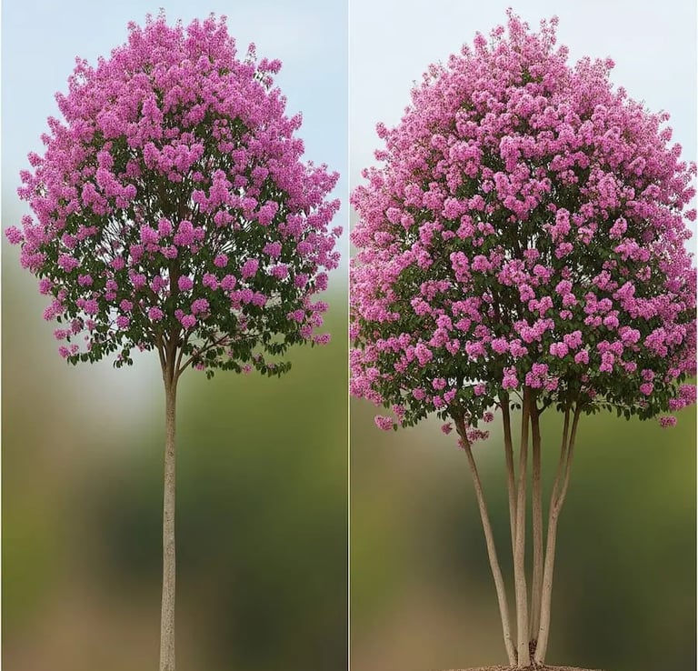 Comparativa de Lagerstroemia como árbol y como arbusto multitronco