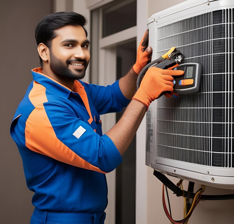 Technician performing AC repair service to ensure efficient cooling and long-term cost savings.