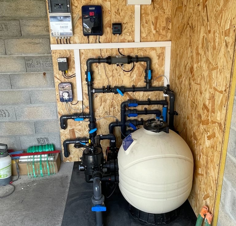 Réalisation d'une filtration, traitement au sel avec pompe à chaleur
