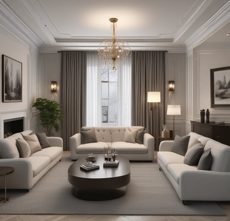 An elegant dining area with a beautiful table setting.