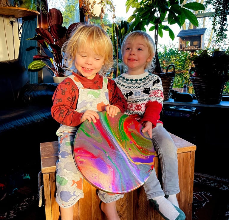 Paint Pour with my kids