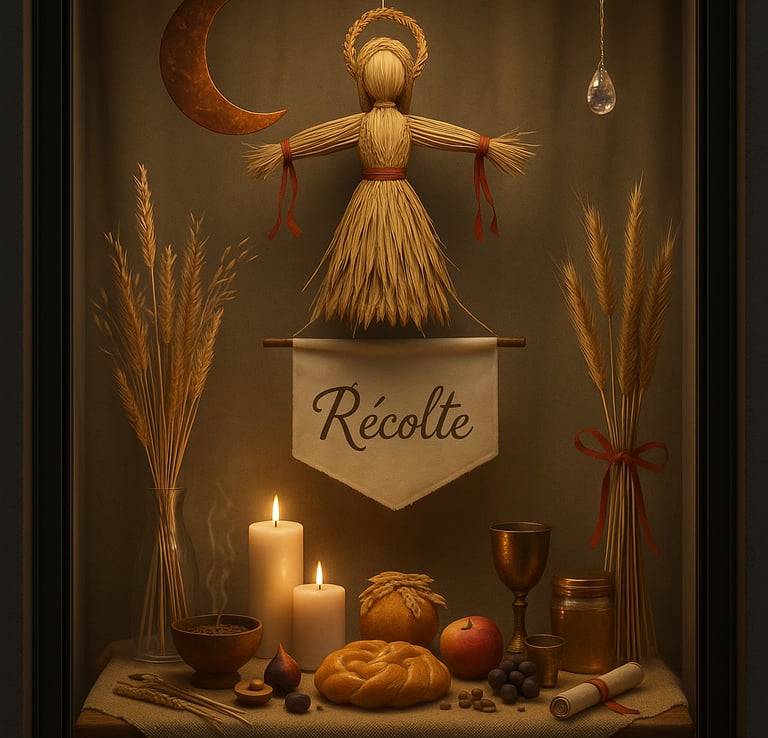a picture of a table with bread and candles