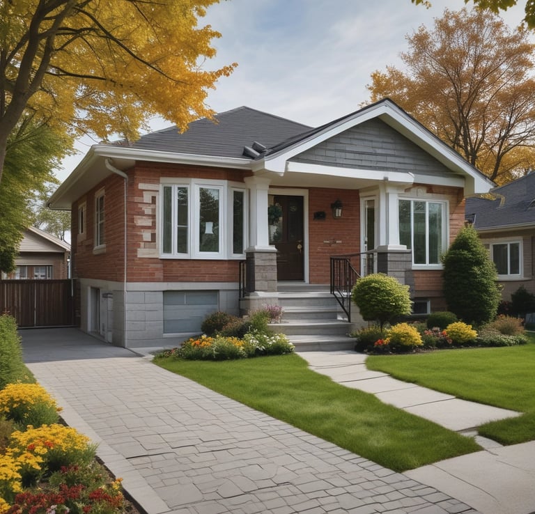 A quiet street lined with well-kept rental homes and leafy trees.