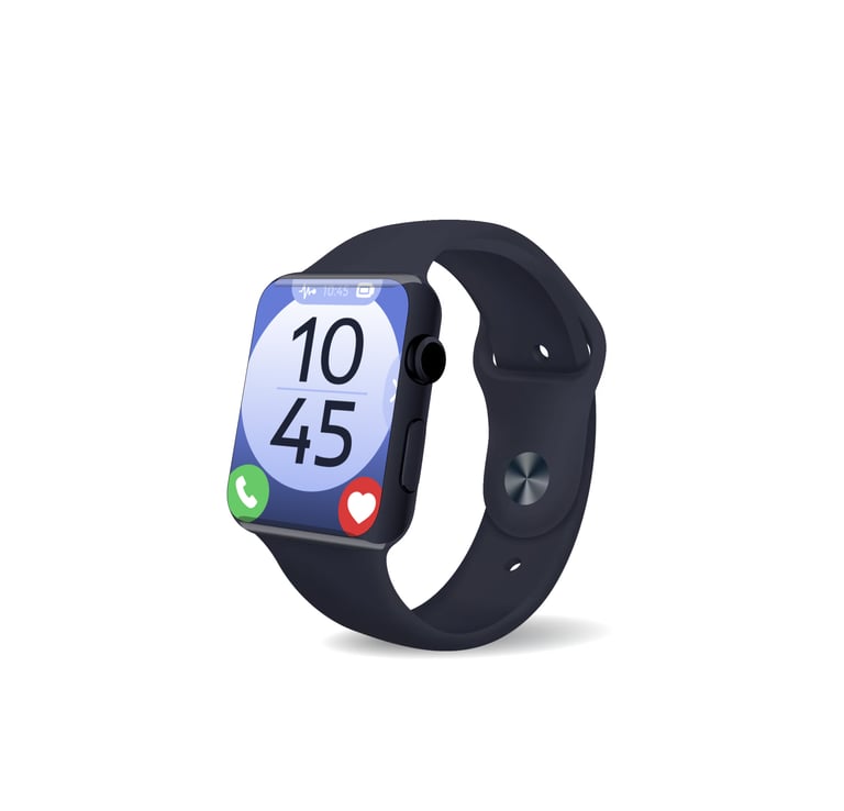 A watch interface on an apple watch mockup