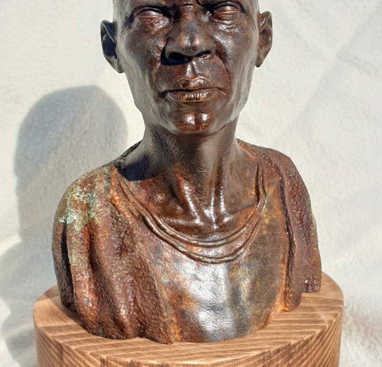 Expressive portrait bust created with detailed 3D sculptural services