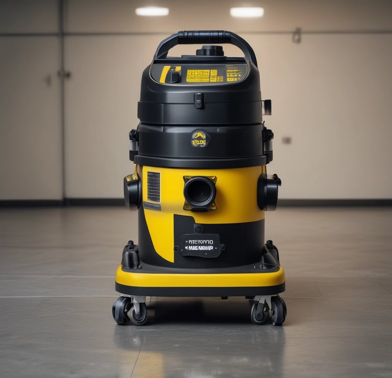 Black and yellow industrial vacuum