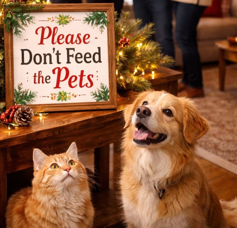 Reminder sign asking guests not to feed pets.