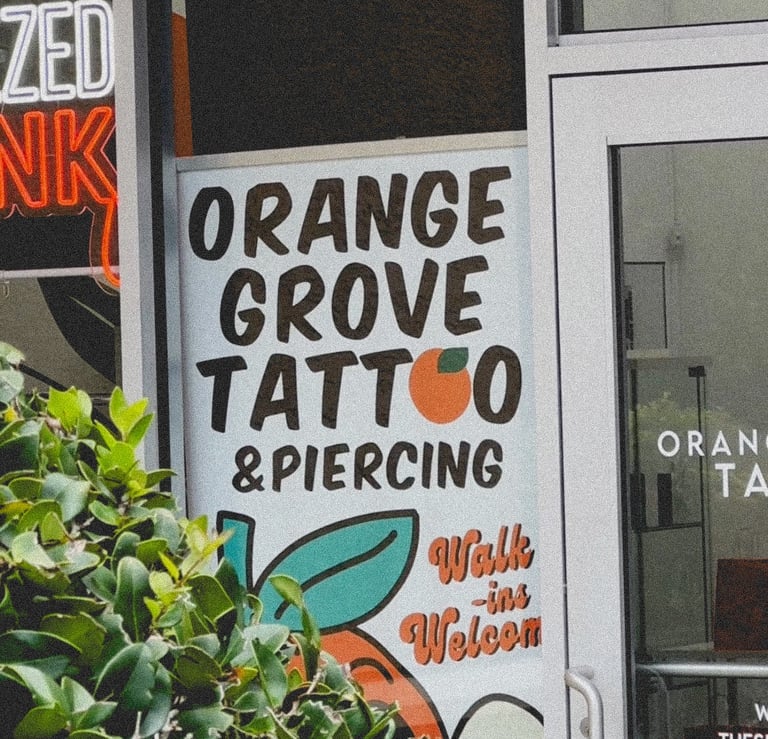 Exterior front window at Orange Grove Tattoo
