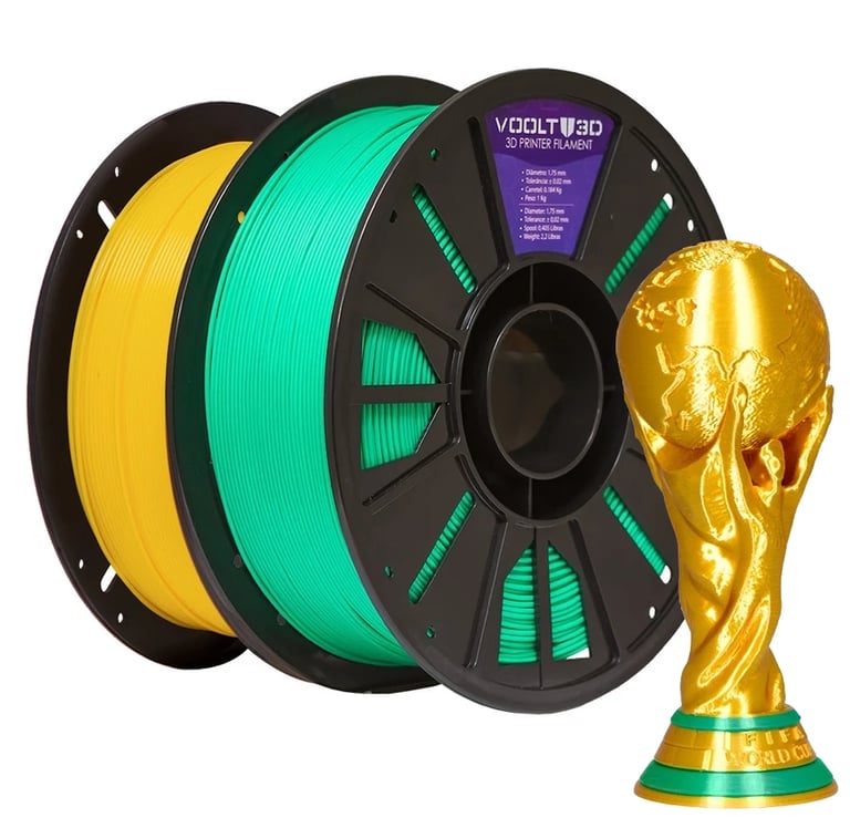 KIT Filamento PLA para Copa do Mundo Voolt3D V-Silk Velvet Sólido