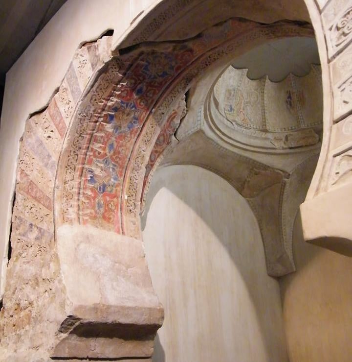 Detail of the Muslim oratory that was located in the Alcázar Mayor of Murcia during the time of King