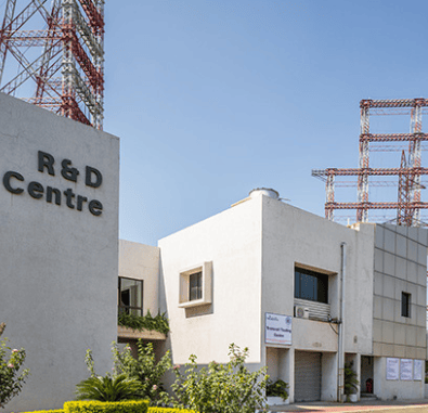 Gavi Infra R&D and operations building with high-voltage transmission towers – EPC infrastructure hu