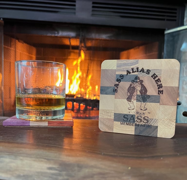 SASS wood coaster