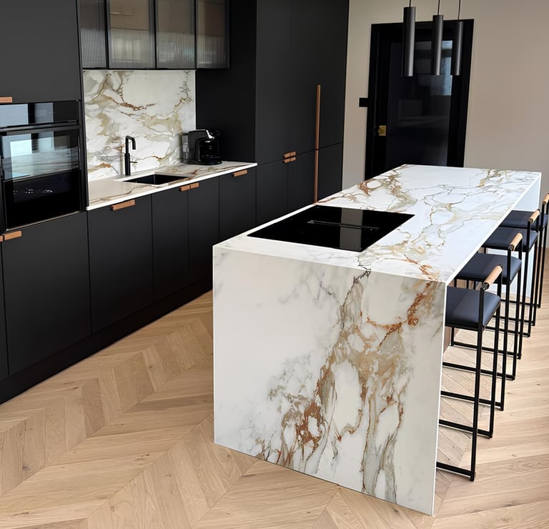 modern kitchen worktops supplied and installed RH STONE SURFACES in Gosforth