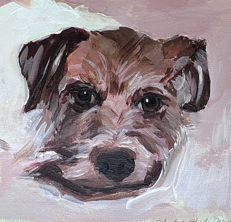 Cropped image of study of dog on paper acrylic
