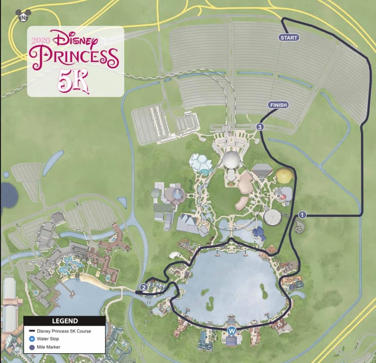 2020 runDisney Princess Half Marathon Weekend 5K Course Map