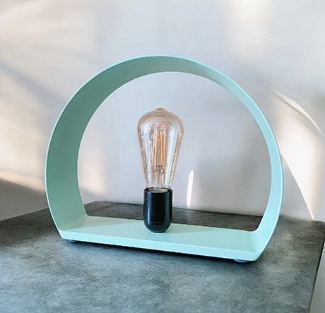 luminaire artisanal en acier upcyclé collection Memphiis vert eau